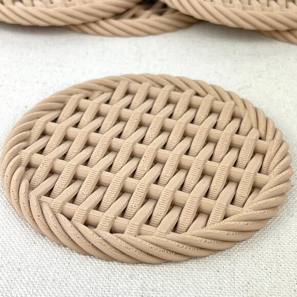 Woven Coaster Set, Modern Coasters with Holder, Drink Coasters, Set of 6 - Picture 4 of 10